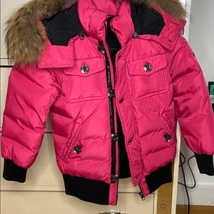 Hot Pink short girls Mackage coat in kids